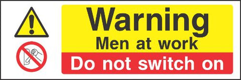 Warning men at work sign