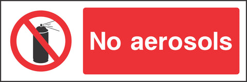 No aerosols Sign No aerosols Sign