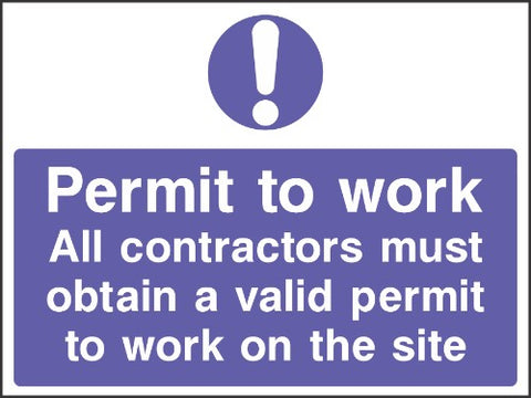Permit to work sign