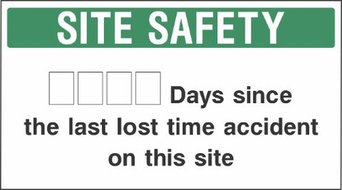 Days since the last long time accident on this site sign