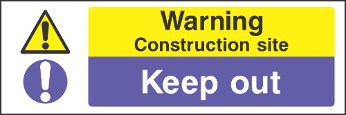 Warning construction site sign