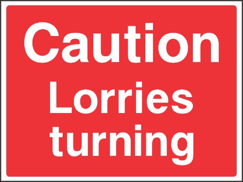 Caution Lorries turning sign