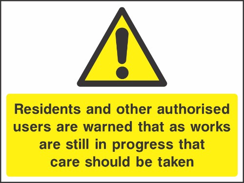Residents Take Care sign