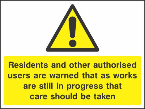 Residents Take Care sign