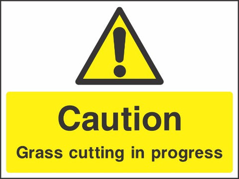 Caution Grass Cutting in progress sign