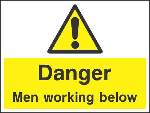 Danger Men Working below sign