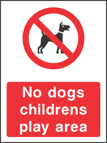 No dogs chirdrens play area Sign