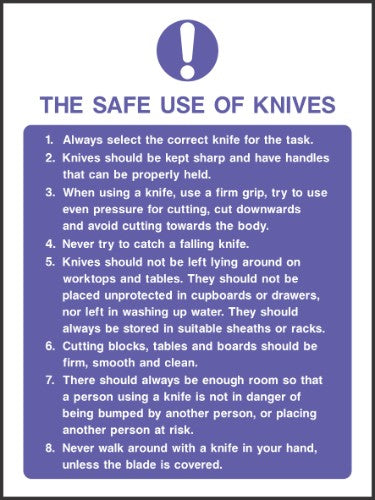 The safe use of knives sign