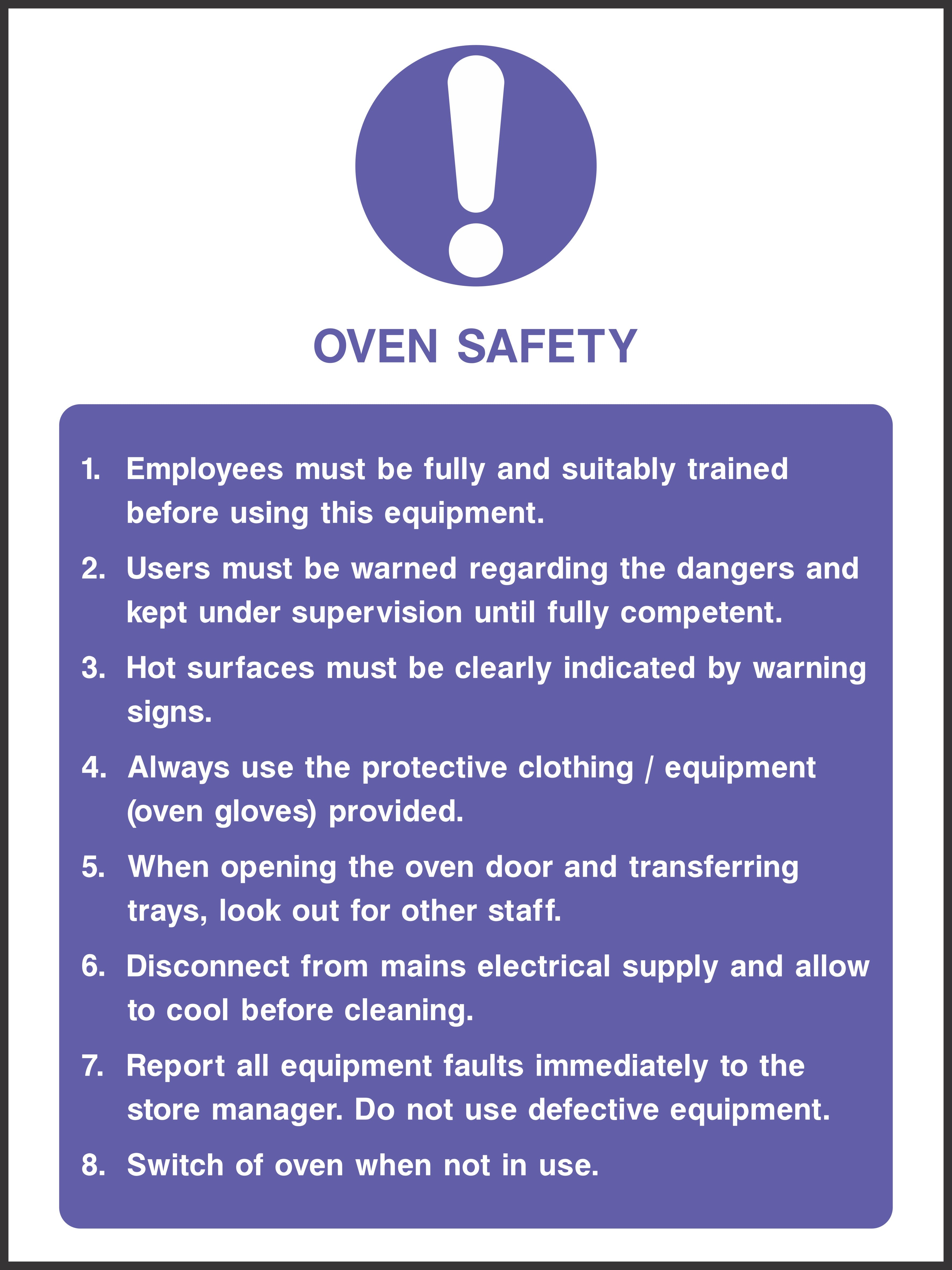 Oven safety sign