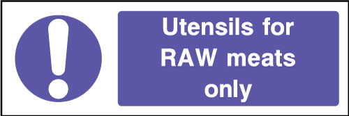 Utensils for Raw meats only sign