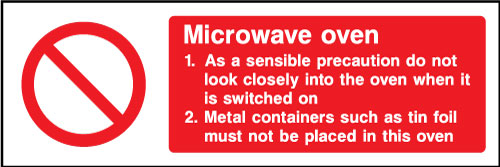 Microwave oven sign