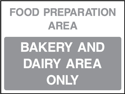 Food preparation area sign