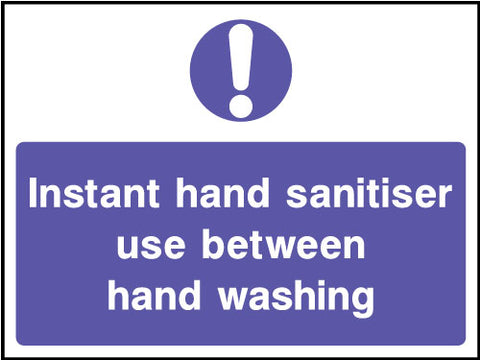 Instant hand sanitiser use between hand washing sign