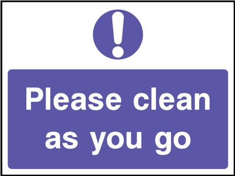 Please clean as you go sign