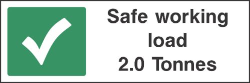 Safe working load 2.0 tonnes sign
