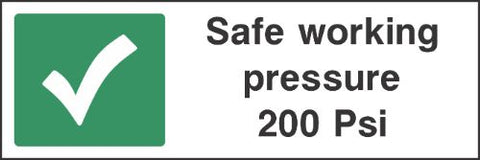 Safe working pressure 200 psi sign