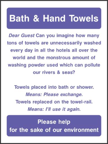 Bath and hand towels sign