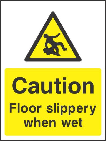caution floor slippery when wet sign
