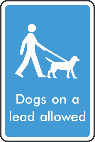 dogs on a lead allowed sign