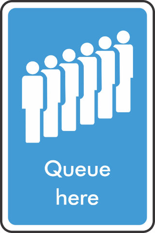 queue here sign