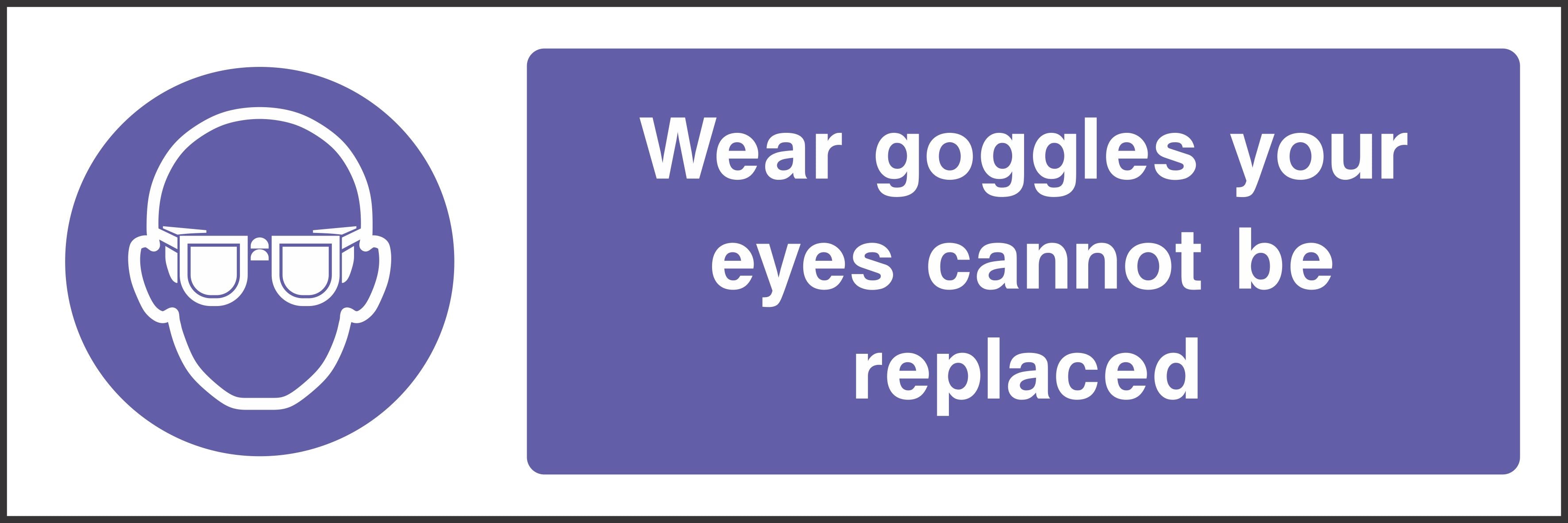 wear goggles your eyes cannot be replaced sign