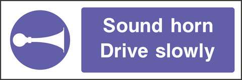 Sound horn drive slowly sign