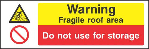 Warning fragile roof area sign