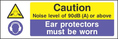 caution noise level of 90dB or above
