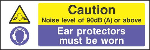 caution noise level of 90dB or above