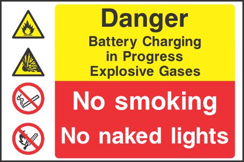 Danger Battery charging in progress Ecplosive gases sign