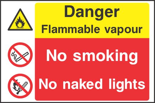 Danger flammable vapour sign