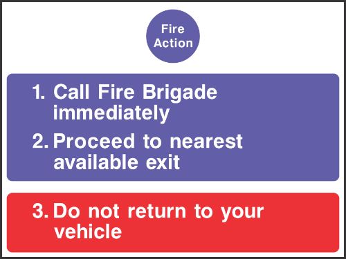 Fire Action Parking Sign