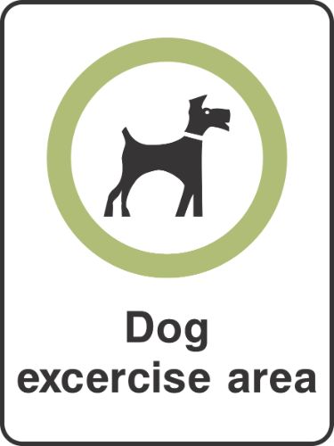 Dog exercise area Dogs allowed Sign