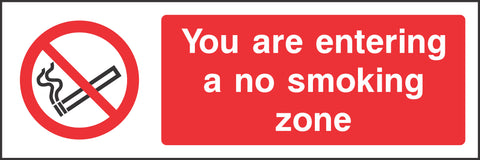 You are now entering a no smoking zone Sign