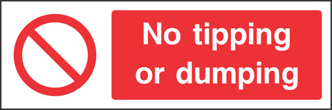 No tipping or dumping Sign