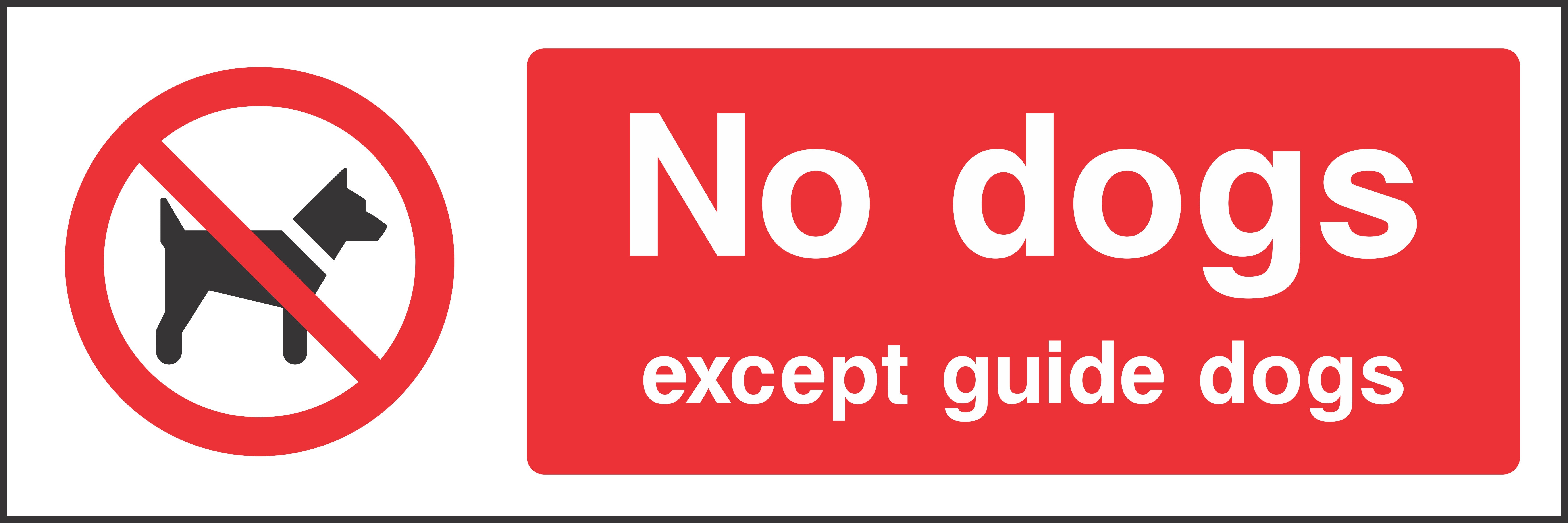 No dogs except guide dogs Sign