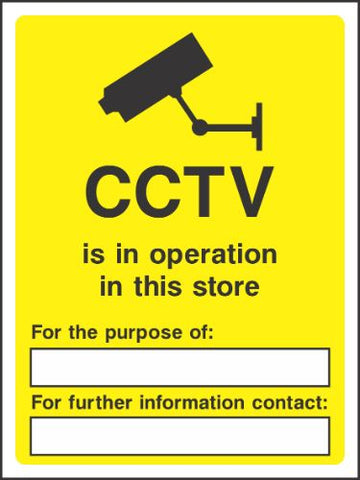 CCTV is in operation in this store Sign
