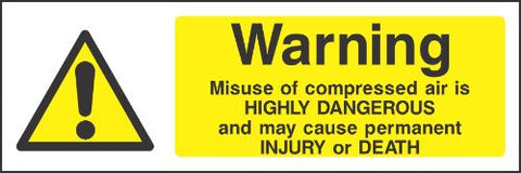 Warning Misuse of compressed air is highly dangerous Sign