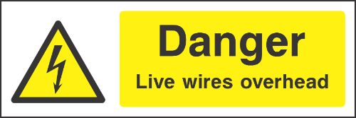 Danger Live wires overhead Sign