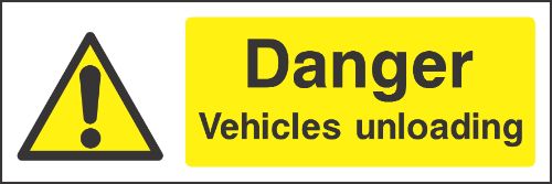 Danger vehicles unloading Sign