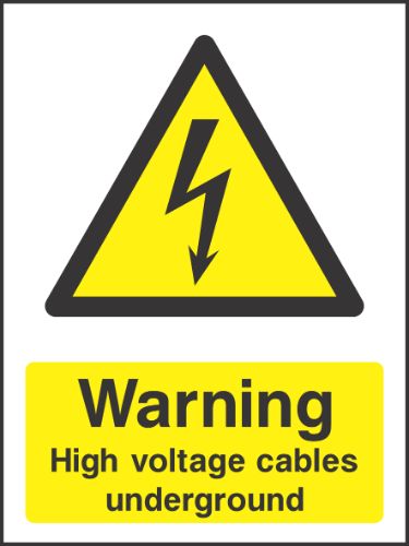 Warning high voltage cables underground Sign