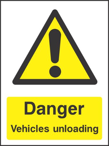 Danger vehicles unloading Sign