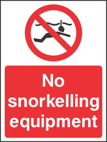 No snorkelling equipment Sign