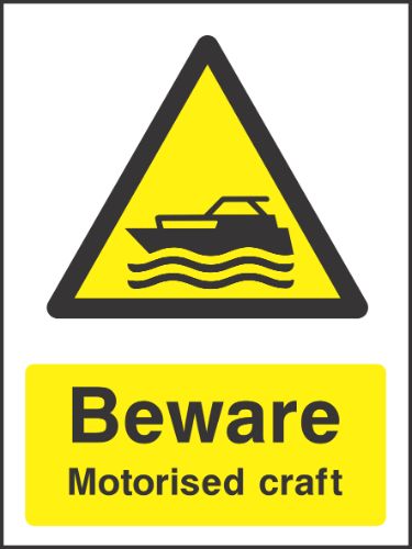 Beware motorised craft Sign
