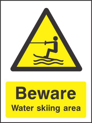 Beware water skiing area sign