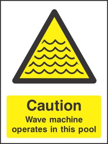 Caution wave machine operates in this pool Sign